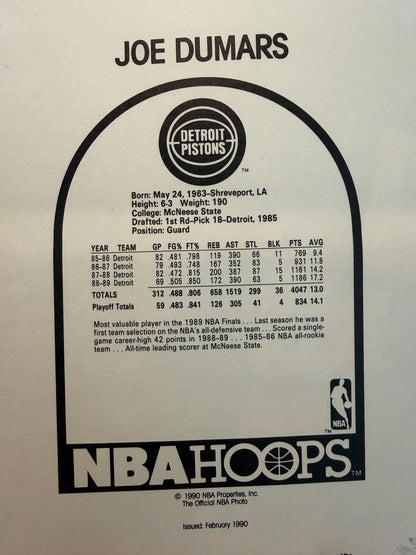 Joe Dumars 1990 NBA Hoops Detroit Pistons Actions Photo